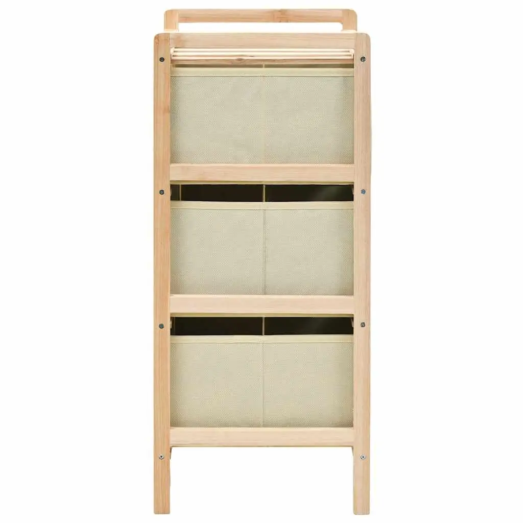 Storage Rack for Home with 3 Fabric Baskets Beige