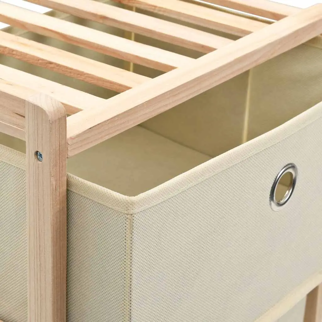 Storage Rack for Home with 3 Fabric Baskets Beige
