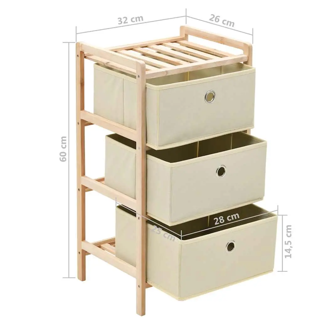 Storage Rack for Home with 3 Fabric Baskets Beige