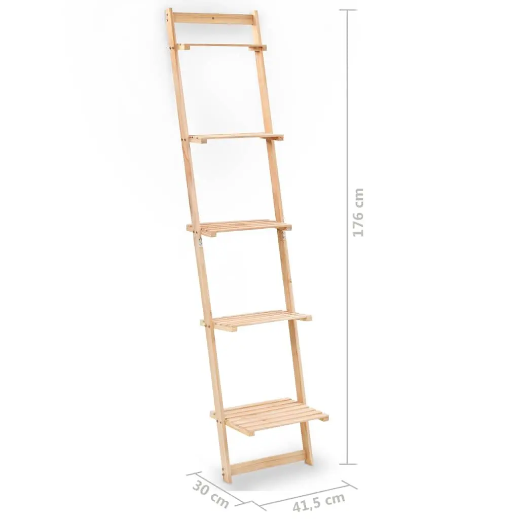 Ladder Wall Shelf Beige Cedar Wood Display Unit Plants Books Decorative Items