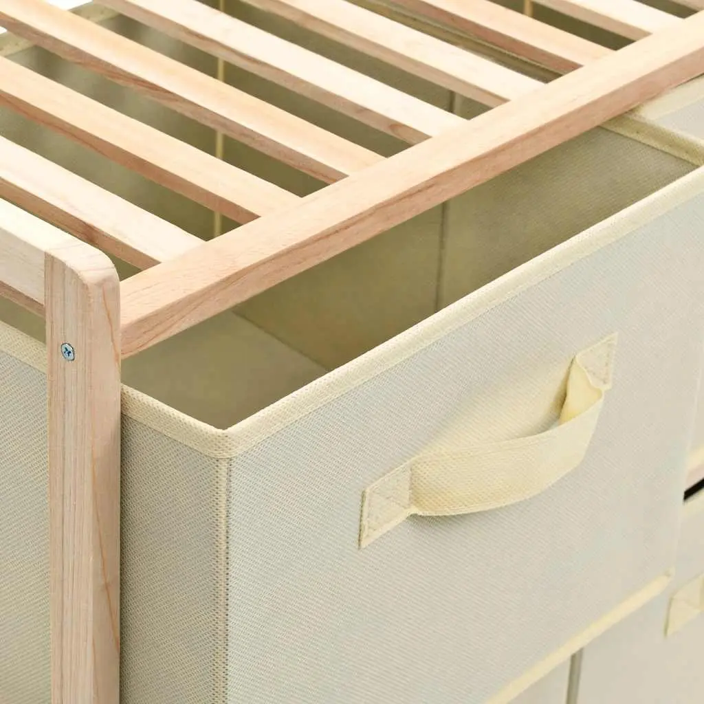 Storage Rack for Home with 6 Fabric Baskets Cedar Wood Lightweight