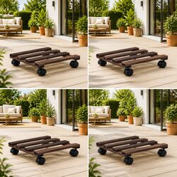 Plant Rollers 4 Pack Cedar Wood Garden Pot Movers Backyard Patio Trolleys