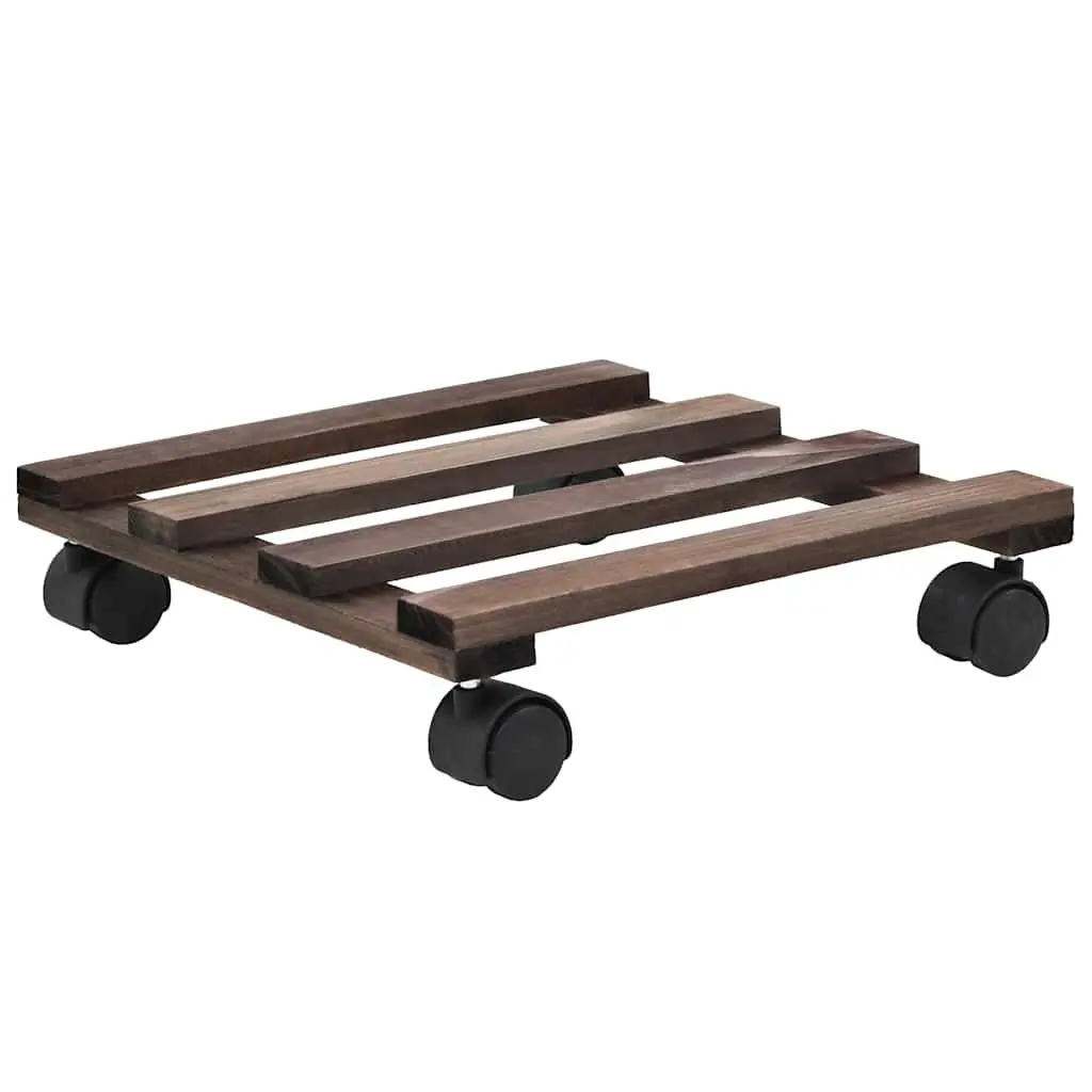 4 Piece Set of Cedar Wood Plant Rollers with Castors