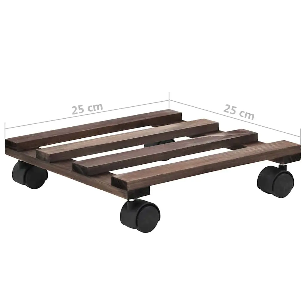 4 Piece Set of Cedar Wood Plant Rollers with Castors