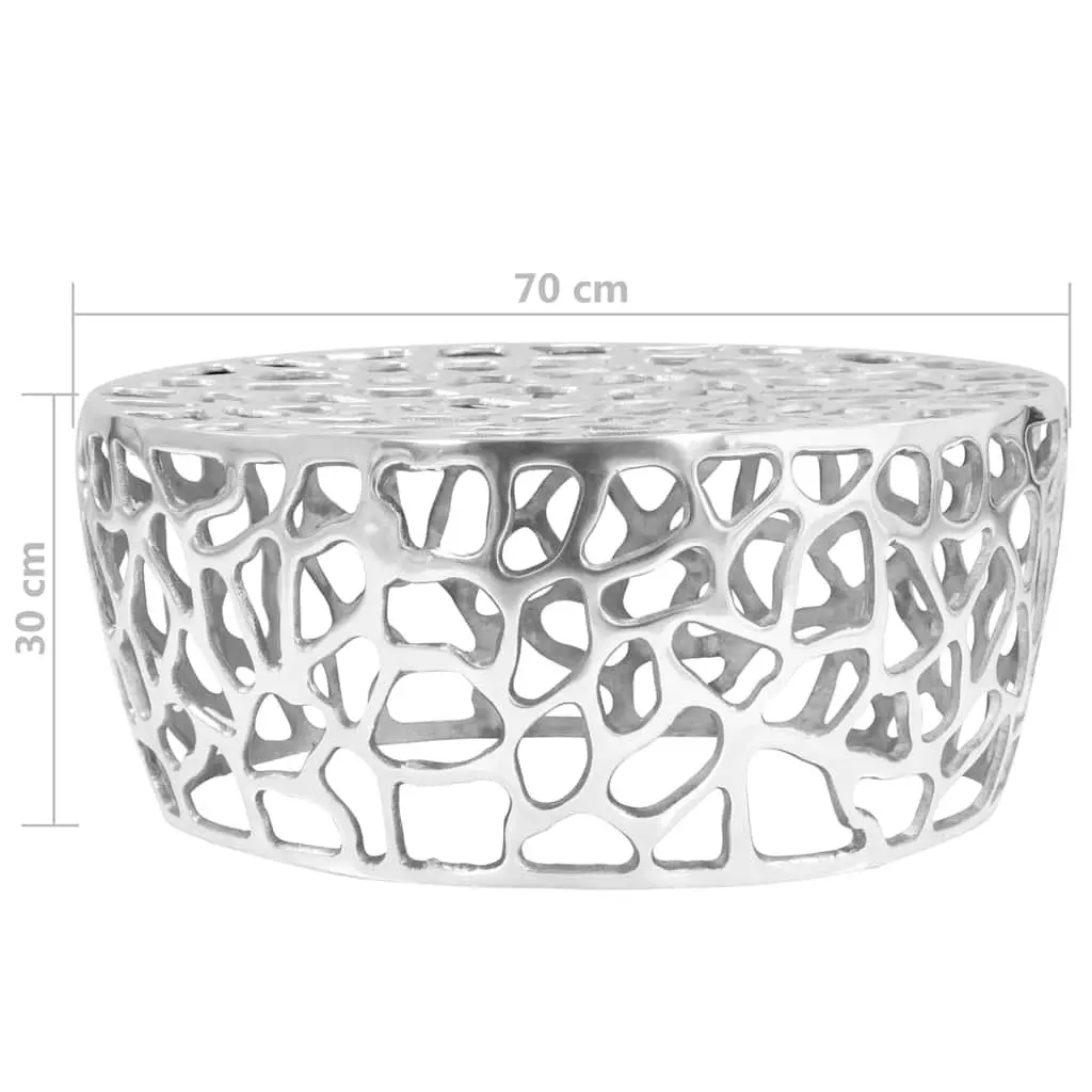 Coffee Table Cast Aluminium Silver 70x30cm Accent Side End Couch Table Decor