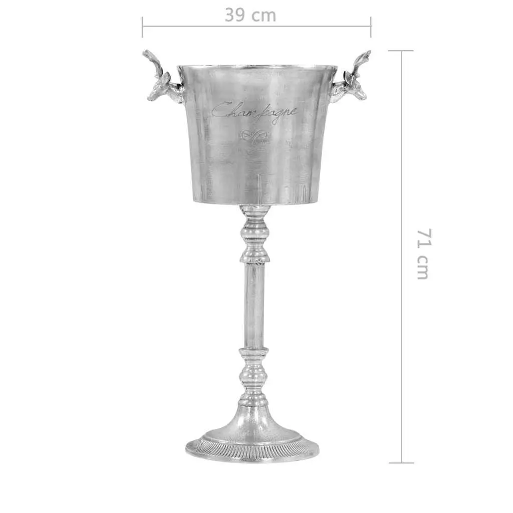 Champagne Cooler Silver Aluminium Beverage Chiller with Deer Handles 39 x 29 x 71 cm