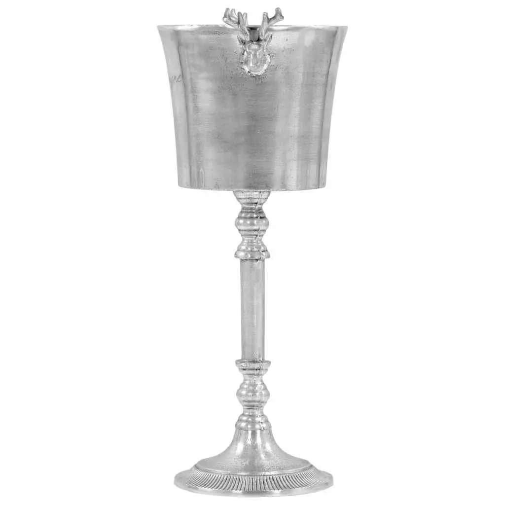 Champagne Cooler Silver Aluminium Beverage Chiller with Deer Handles 39 x 29 x 71 cm