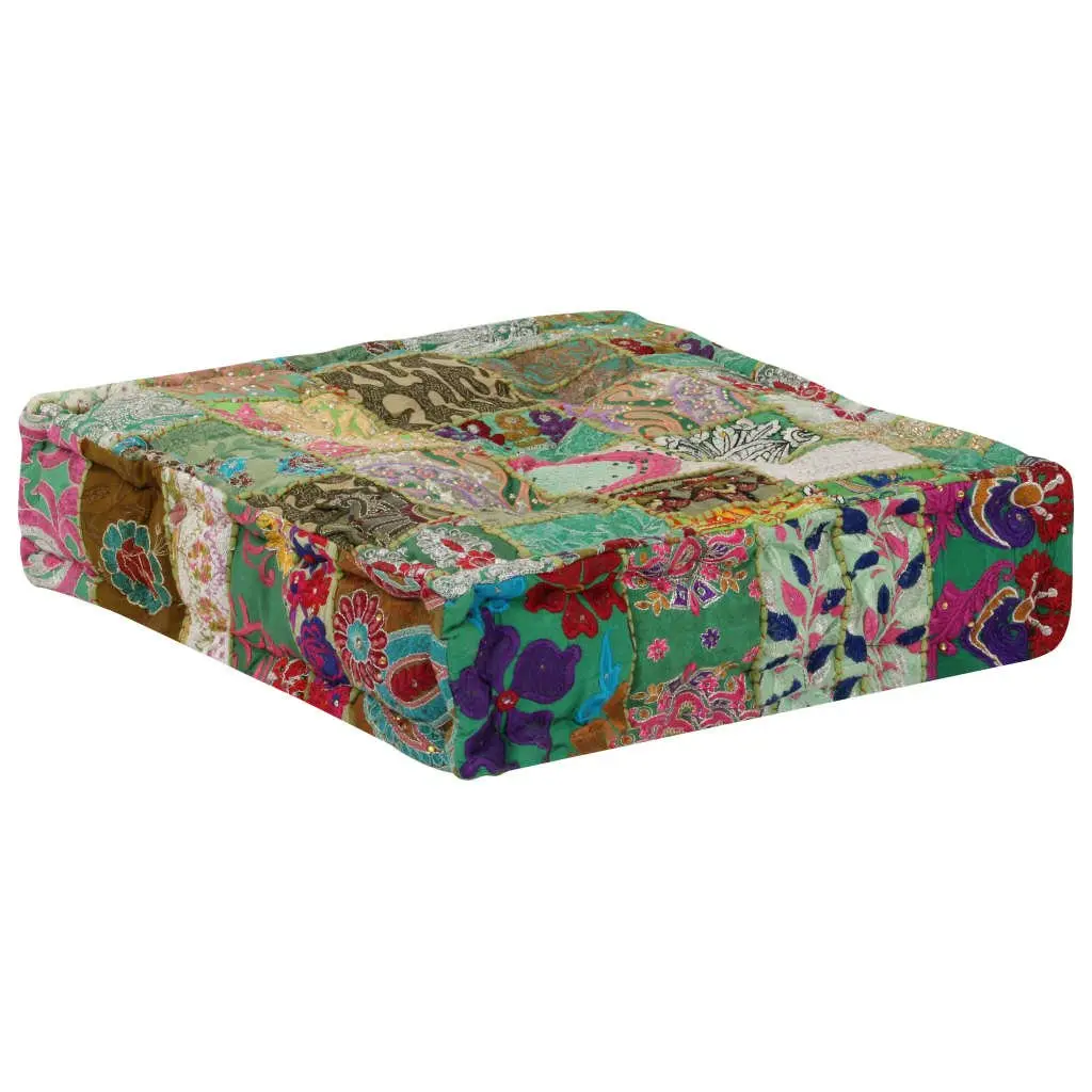 Handmade Square Patchwork Pouffe