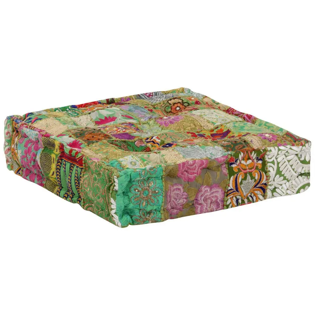 Handmade Square Patchwork Pouffe