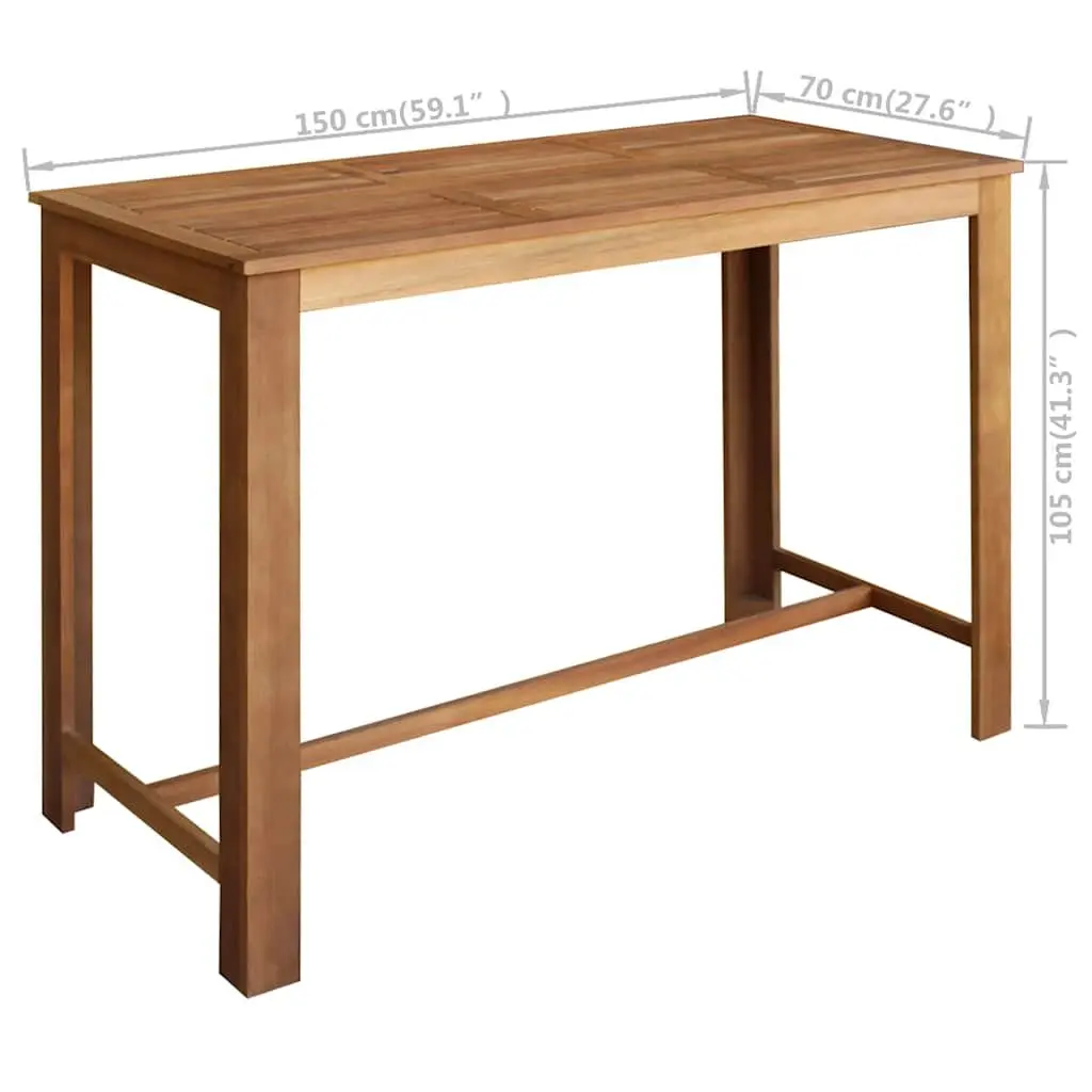 Bar Table Solid Wood Brown Kitchen Dining Room Furniture High Top Counter