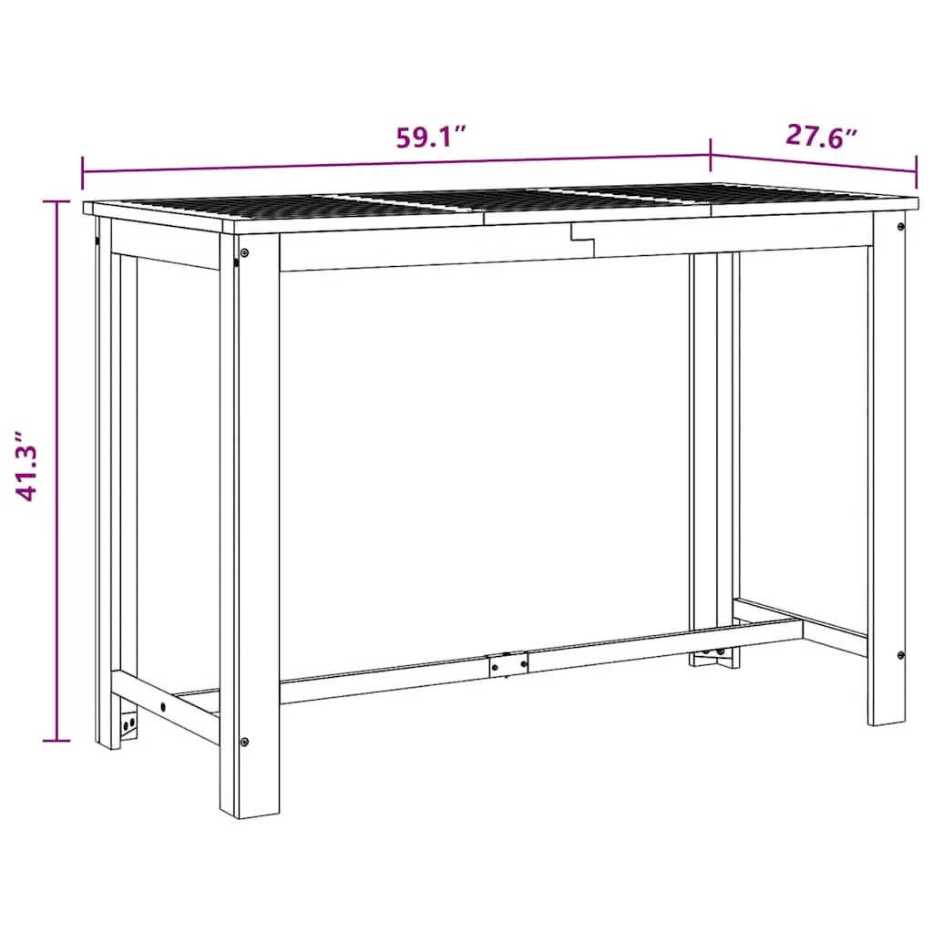 Bar Table Solid Wood Brown Kitchen Dining Room Furniture High Top Counter