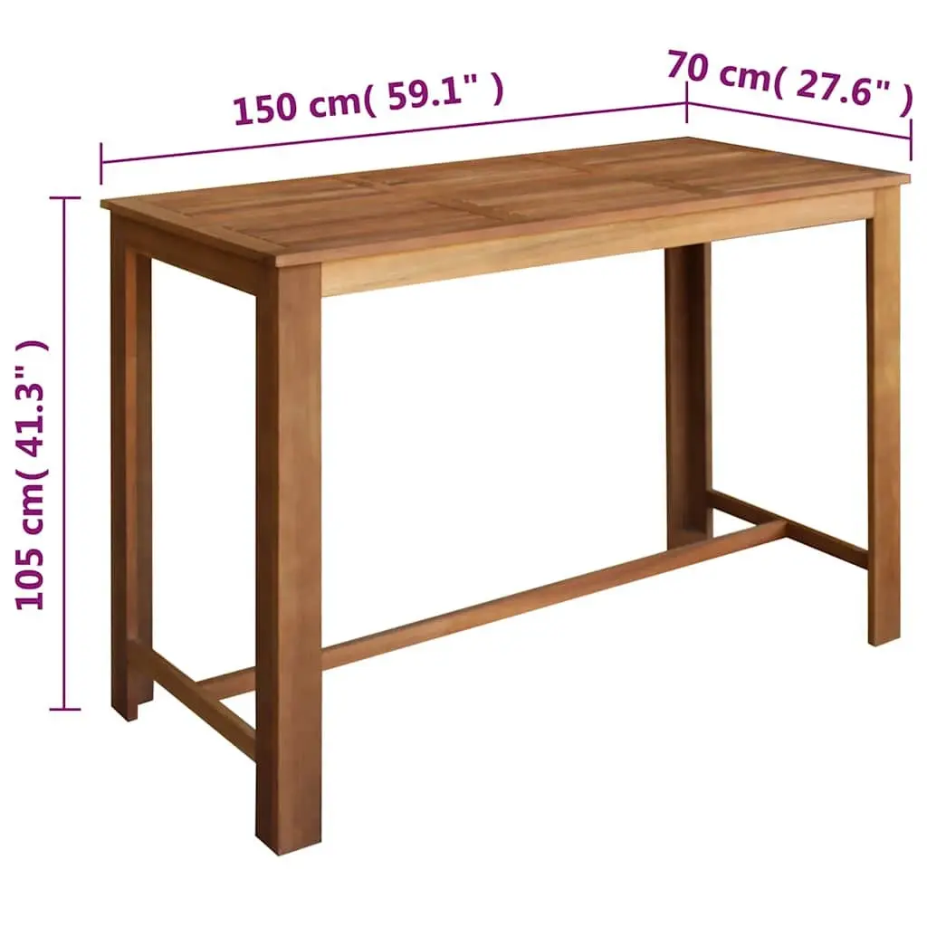Solid Acacia Bar Table and Stool Set 7 Pieces