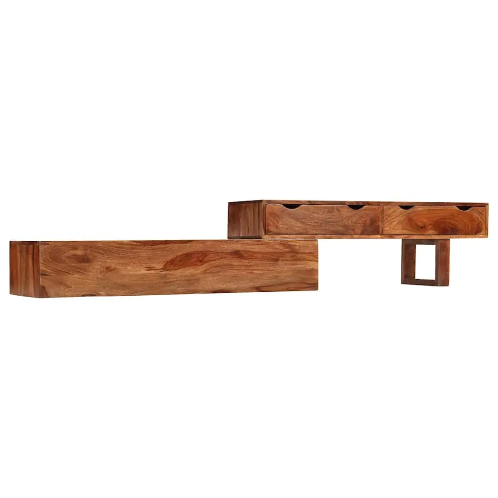 TV Cabinet Living Room Solid Wood Acacia Brown 200 x 30 x 35 cm 2 Drawers
