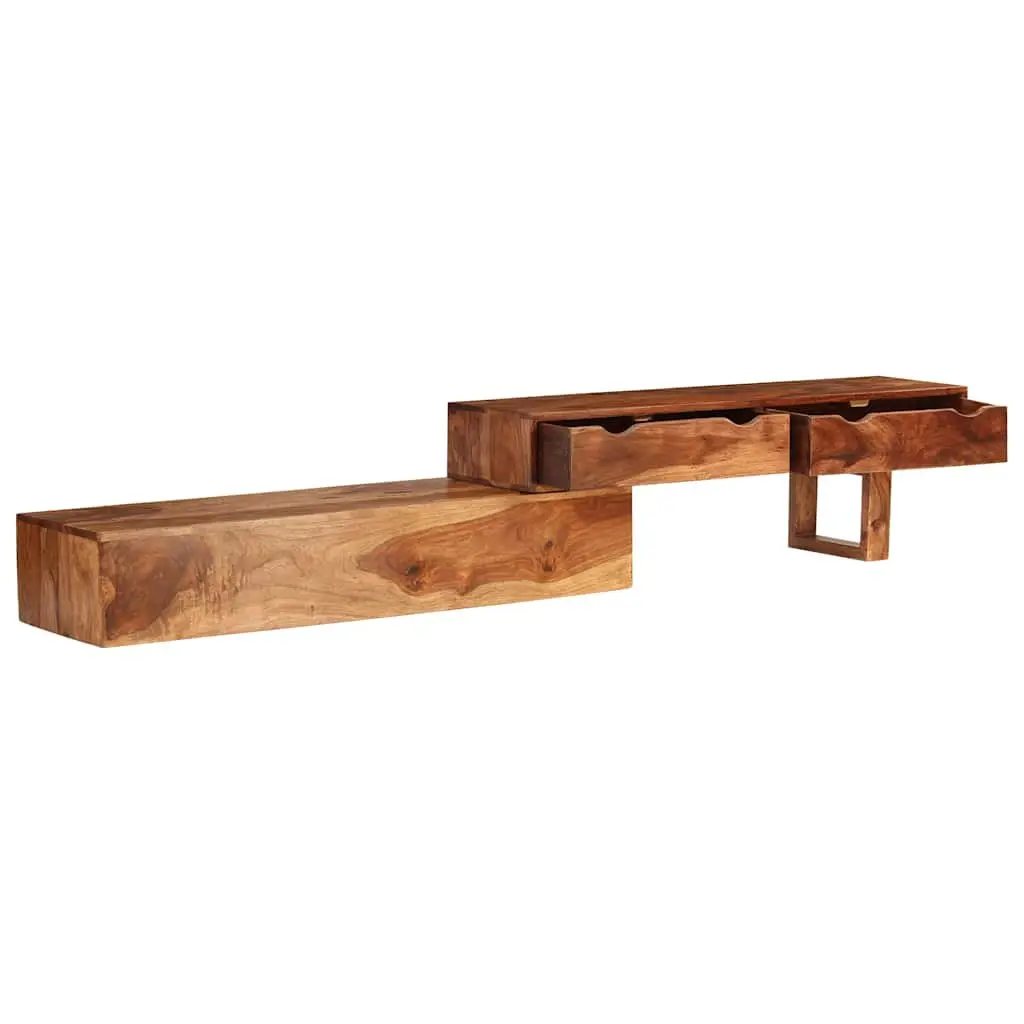 TV Cabinet Living Room Solid Wood Acacia Brown 200 x 30 x 35 cm 2 Drawers