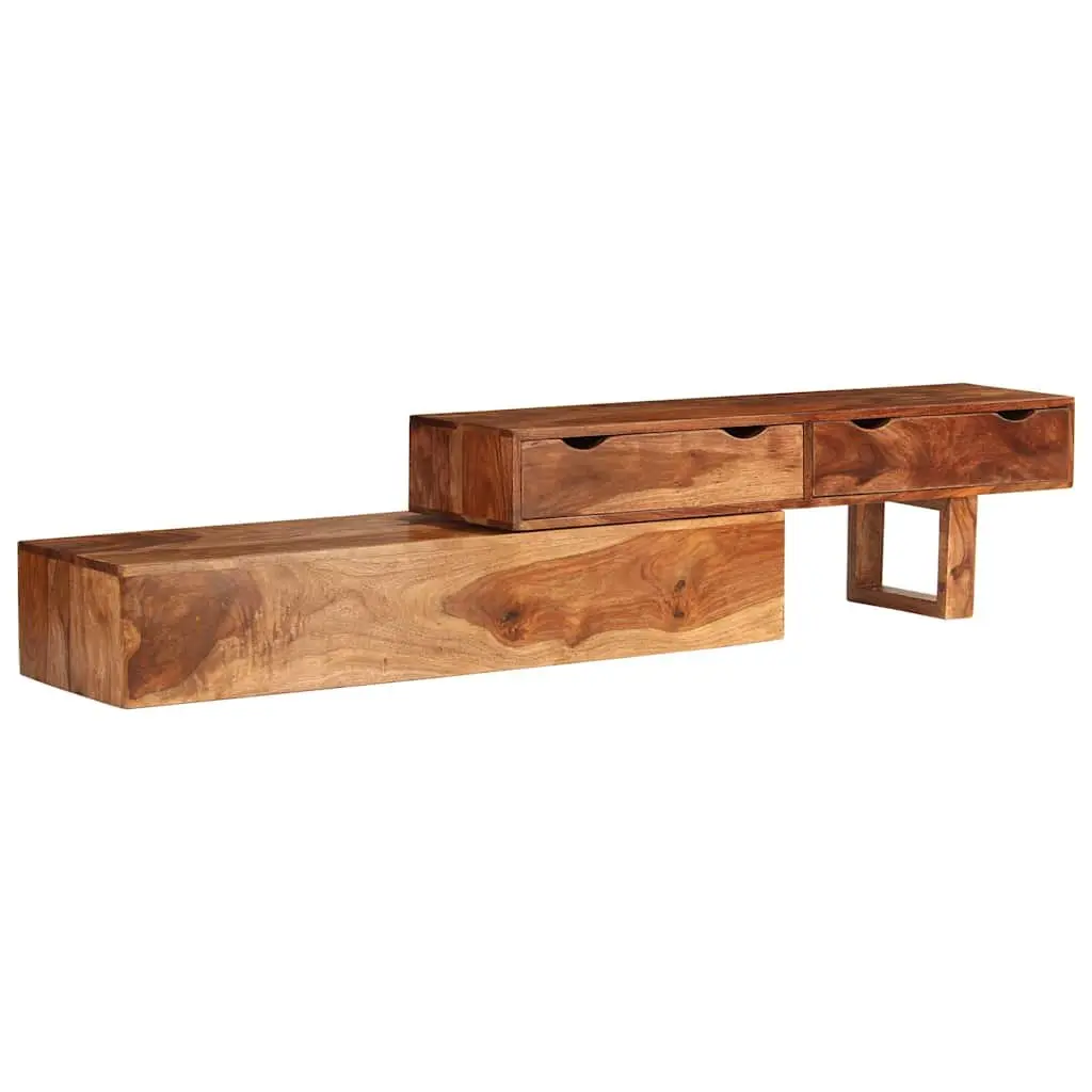 TV Cabinet Living Room Solid Wood Acacia Brown 200 x 30 x 35 cm 2 Drawers