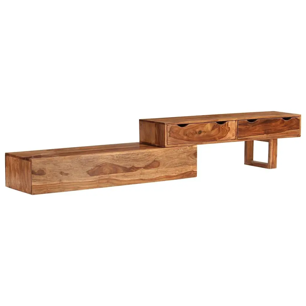 TV Cabinet Living Room Solid Wood Acacia Brown 200 x 30 x 35 cm 2 Drawers