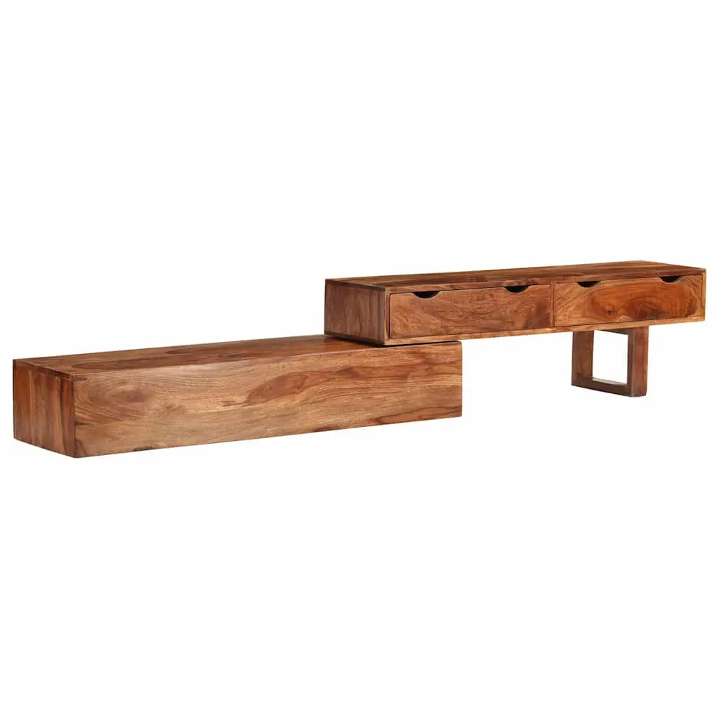 TV Cabinet Living Room Solid Wood Acacia Brown 200 x 30 x 35 cm 2 Drawers