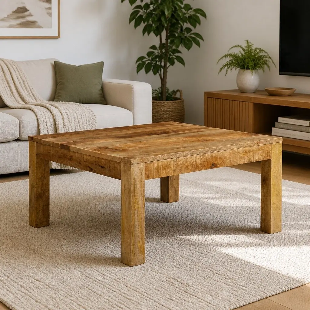 Coffee Table 80x80x40 cm Brown Solid Mango Wood Living Room Accent Furniture