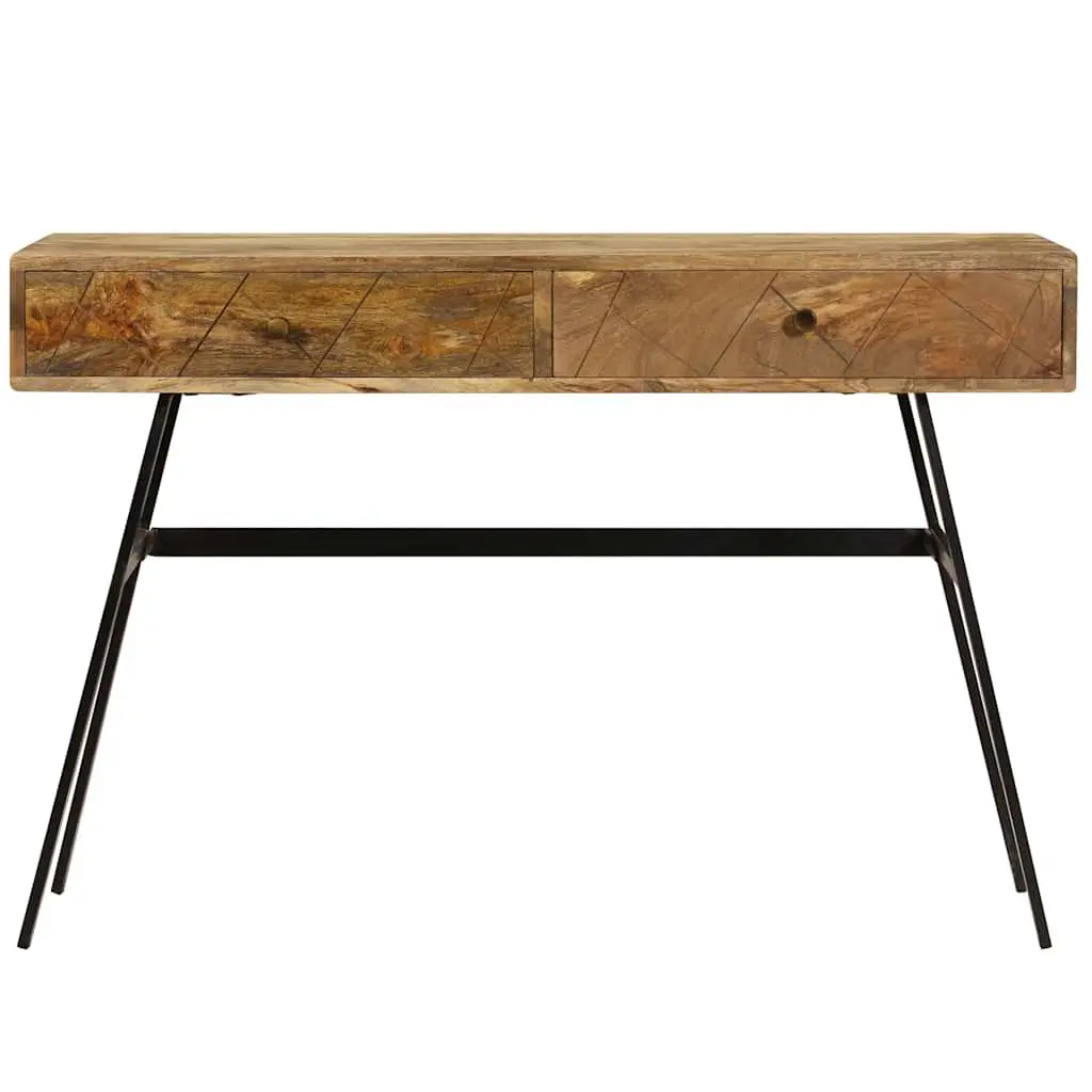 Writing Desk for Office or Living Room 110 x 50 x 76 cm Solid Mango Wood with 2 Drawers Industrial Steel Legs