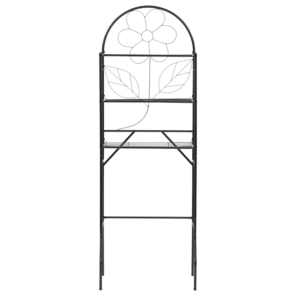 Steel Frame Toilet Organizer for Bathroom or Laundry Black 60x33x174cm