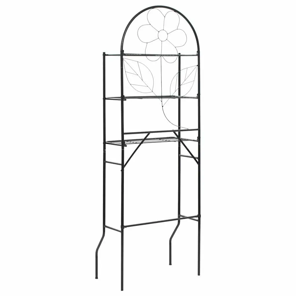 Steel Frame Toilet Organizer for Bathroom or Laundry Black 60x33x174cm