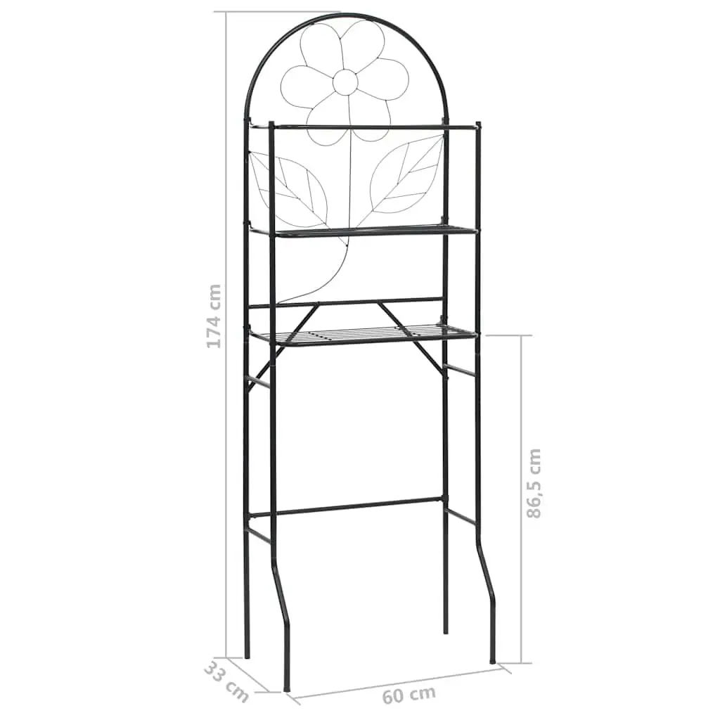 Steel Frame Toilet Organizer for Bathroom or Laundry Black 60x33x174cm