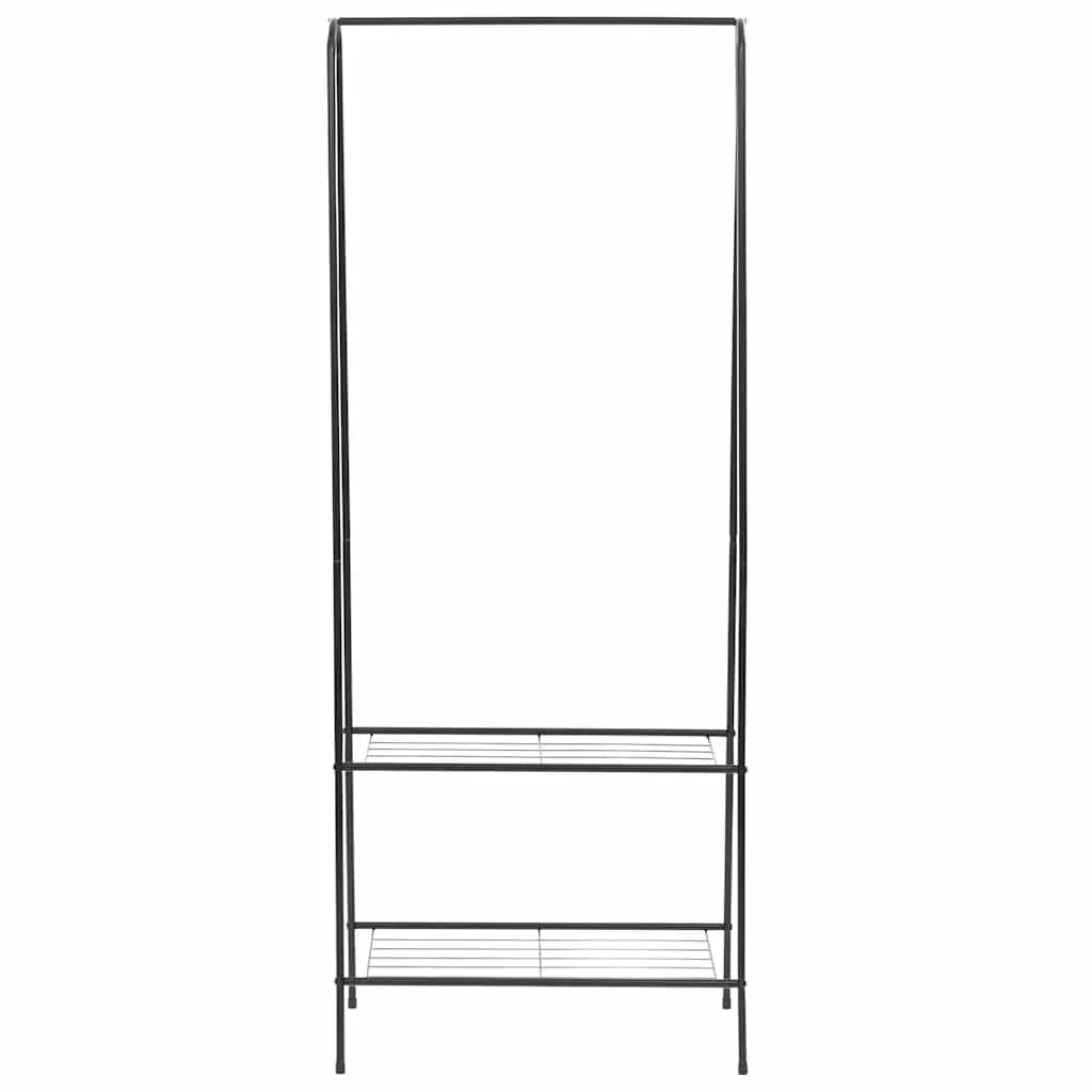 Black Steel Clothes Rack with Shelves