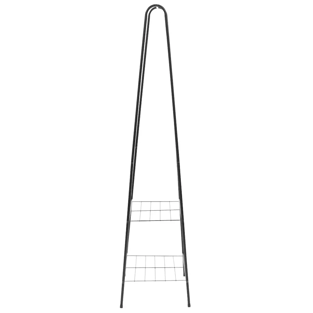 Black Steel Clothes Rack with Shelves