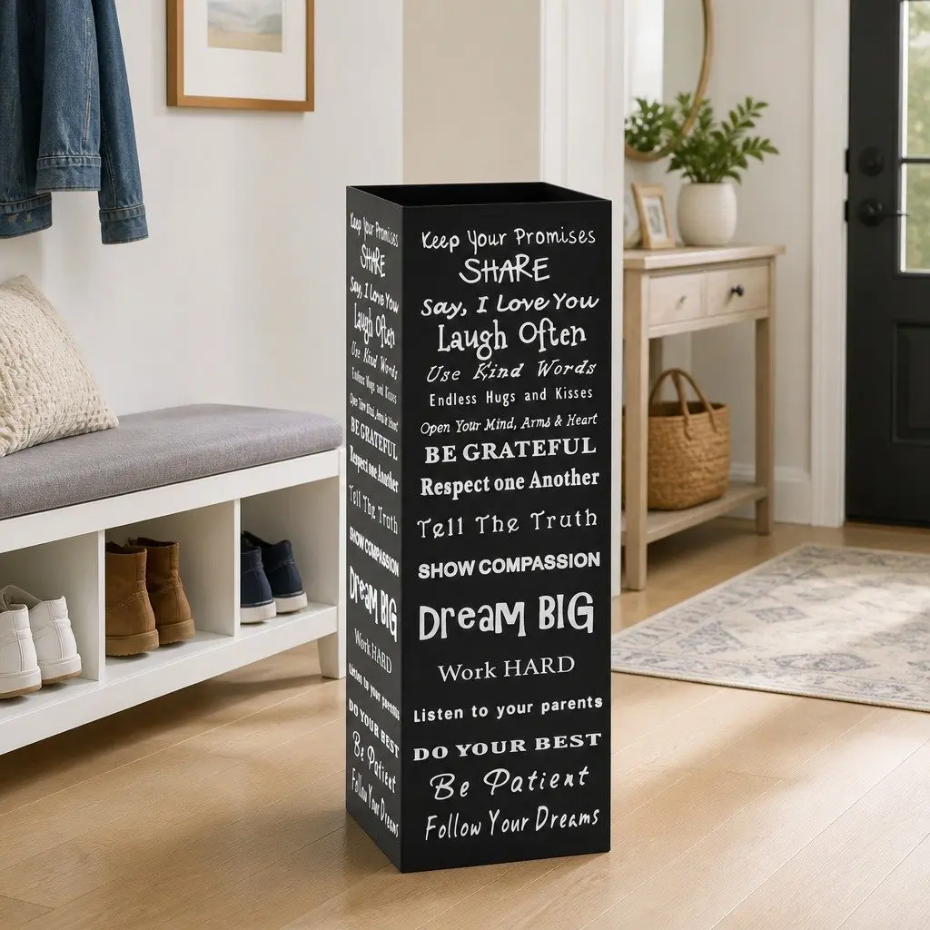 Umbrella Stand Entry Hall Black Steel Modern