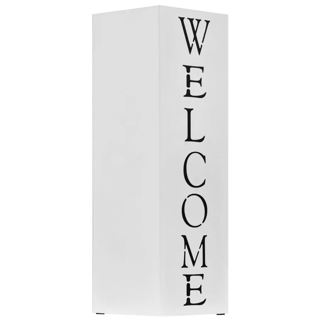 Umbrella Stand for Entrance Hall White Steel Modern Storage Rack with Drip Tray