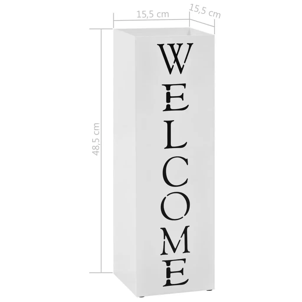 Umbrella Stand for Entrance Hall White Steel Modern Storage Rack with Drip Tray