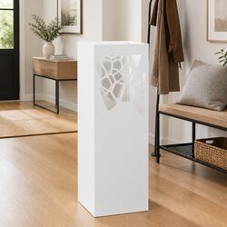 White Steel Umbrella Stand with Removable Drip Tray