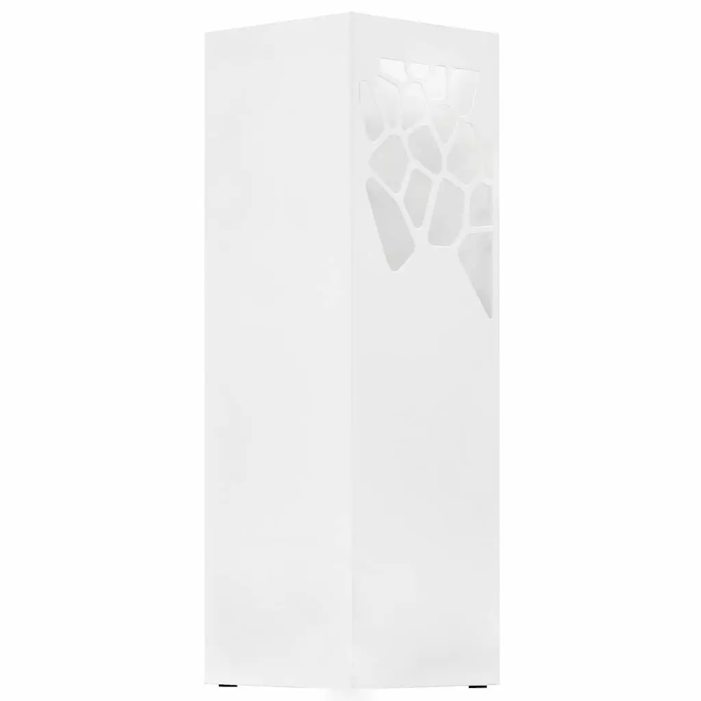 Umbrella Stand for Entryway White Steel Holder with Removable Drip Tray