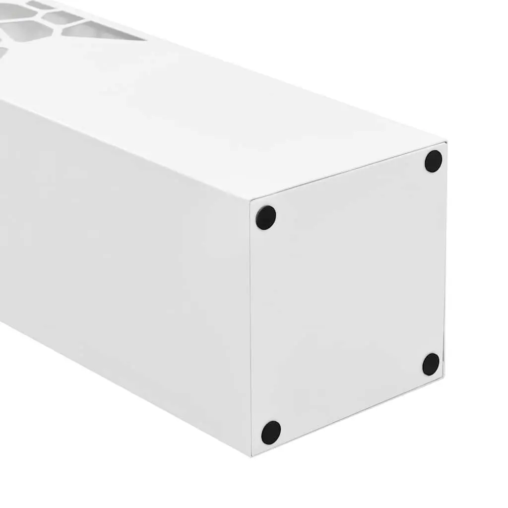 Umbrella Stand for Entryway White Steel Holder with Removable Drip Tray