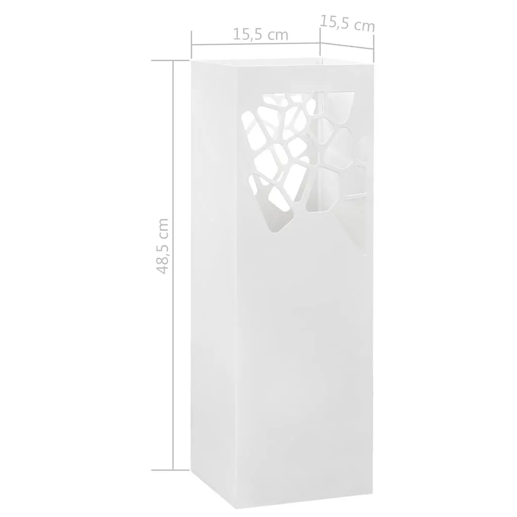 Umbrella Stand for Entryway White Steel Holder with Removable Drip Tray