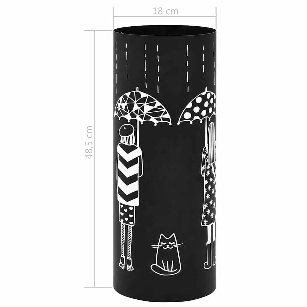 Umbrella Stand Black Modern Steel for Home Entryway Size