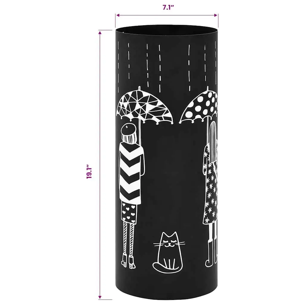 Umbrella Stand Black Modern Steel for Home Entryway Size