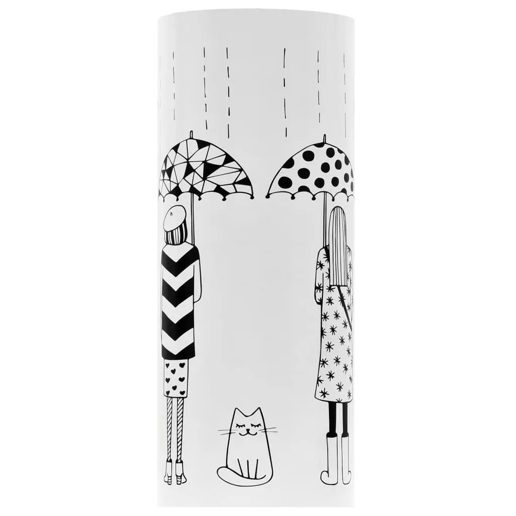 Umbrella Stand for Hallway Entryway White Steel with Drip Tray