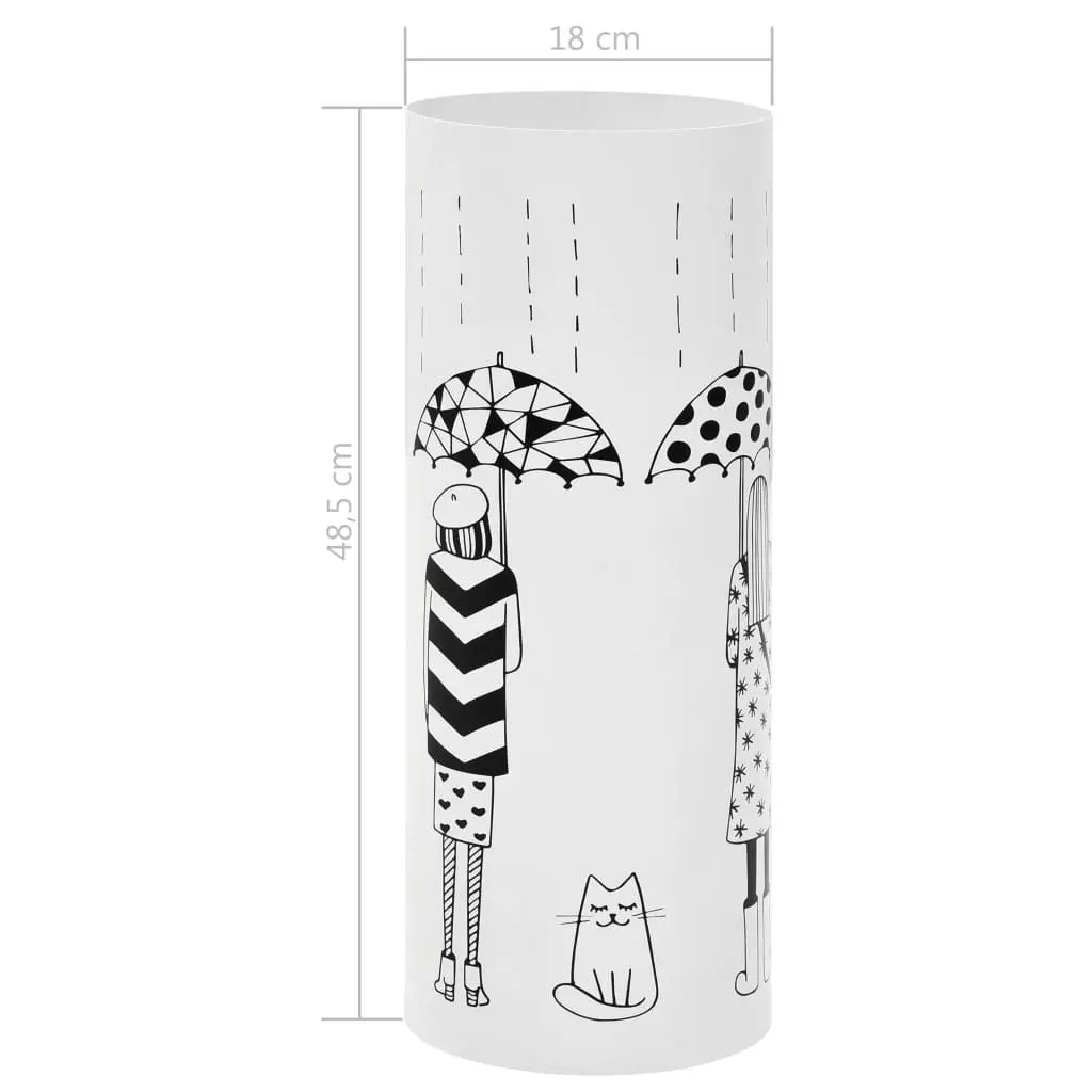 Umbrella Stand for Hallway Entryway White Steel with Drip Tray