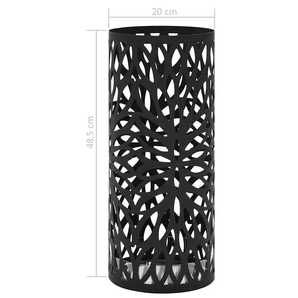 Umbrella Stand for Home Use Black Steel Size with Removable Drip Tray