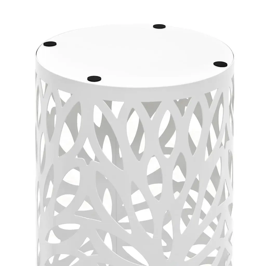 Umbrella Stand with Leaves Design White Steel Holder for Umbrellas Walking