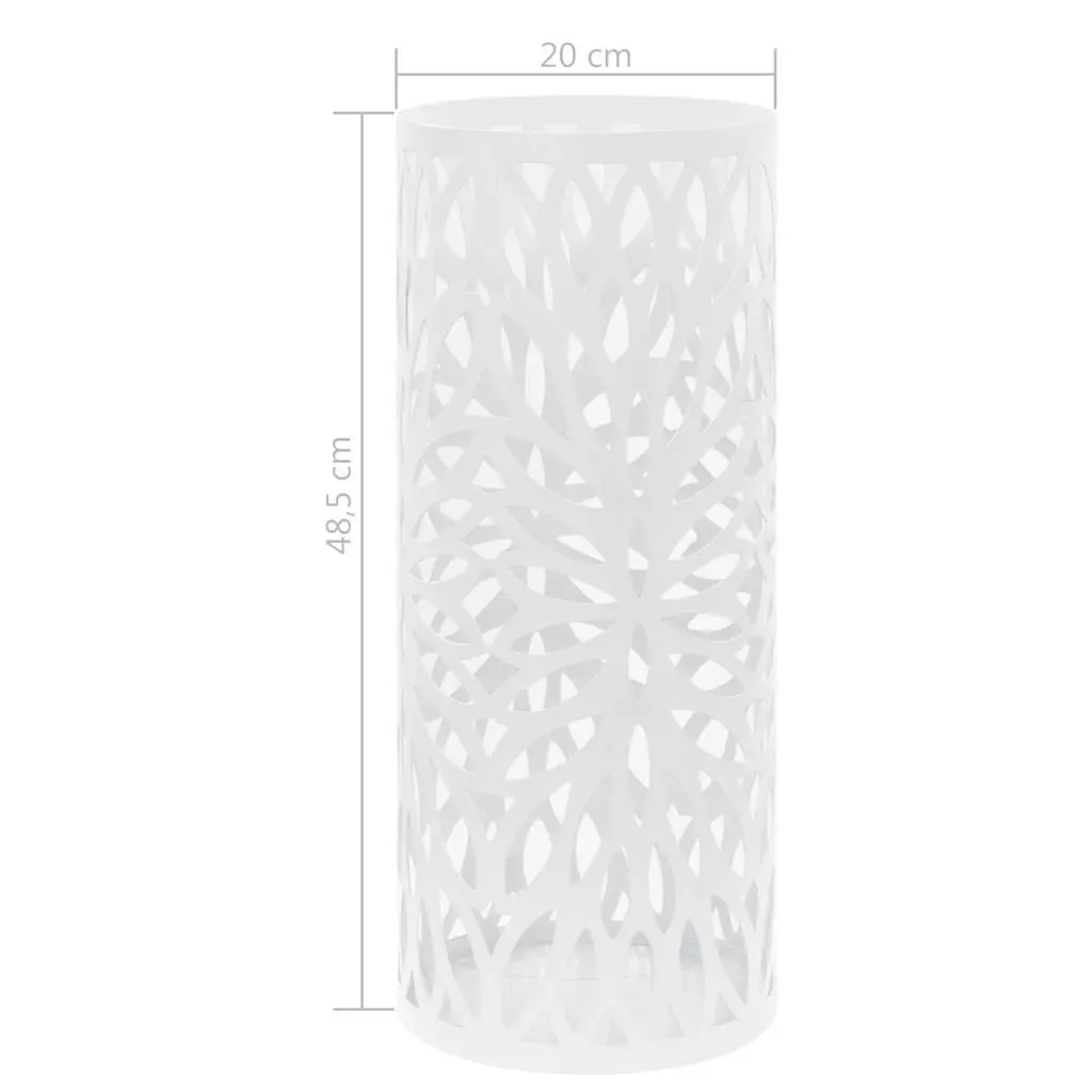 Umbrella Stand with Leaves Design White Steel Holder for Umbrellas Walking