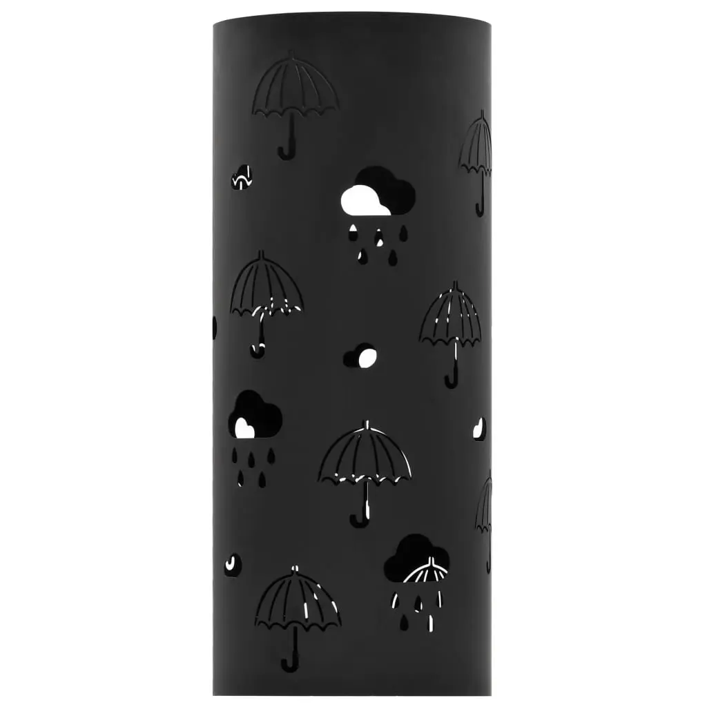 Umbrella Stand Holder Rack for Home Use Black Steel Size with Drip Tray