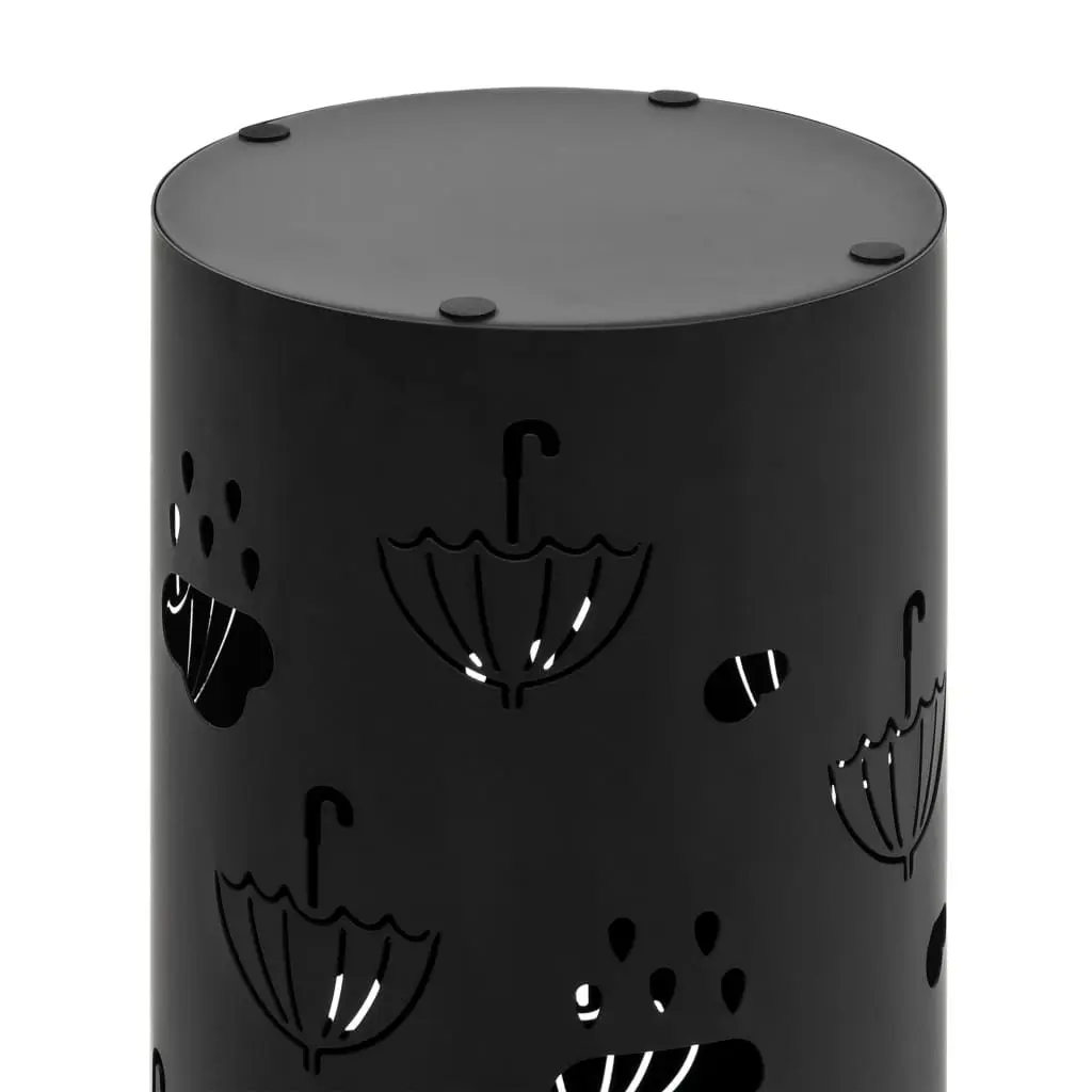 Umbrella Stand Holder Rack for Home Use Black Steel Size with Drip Tray