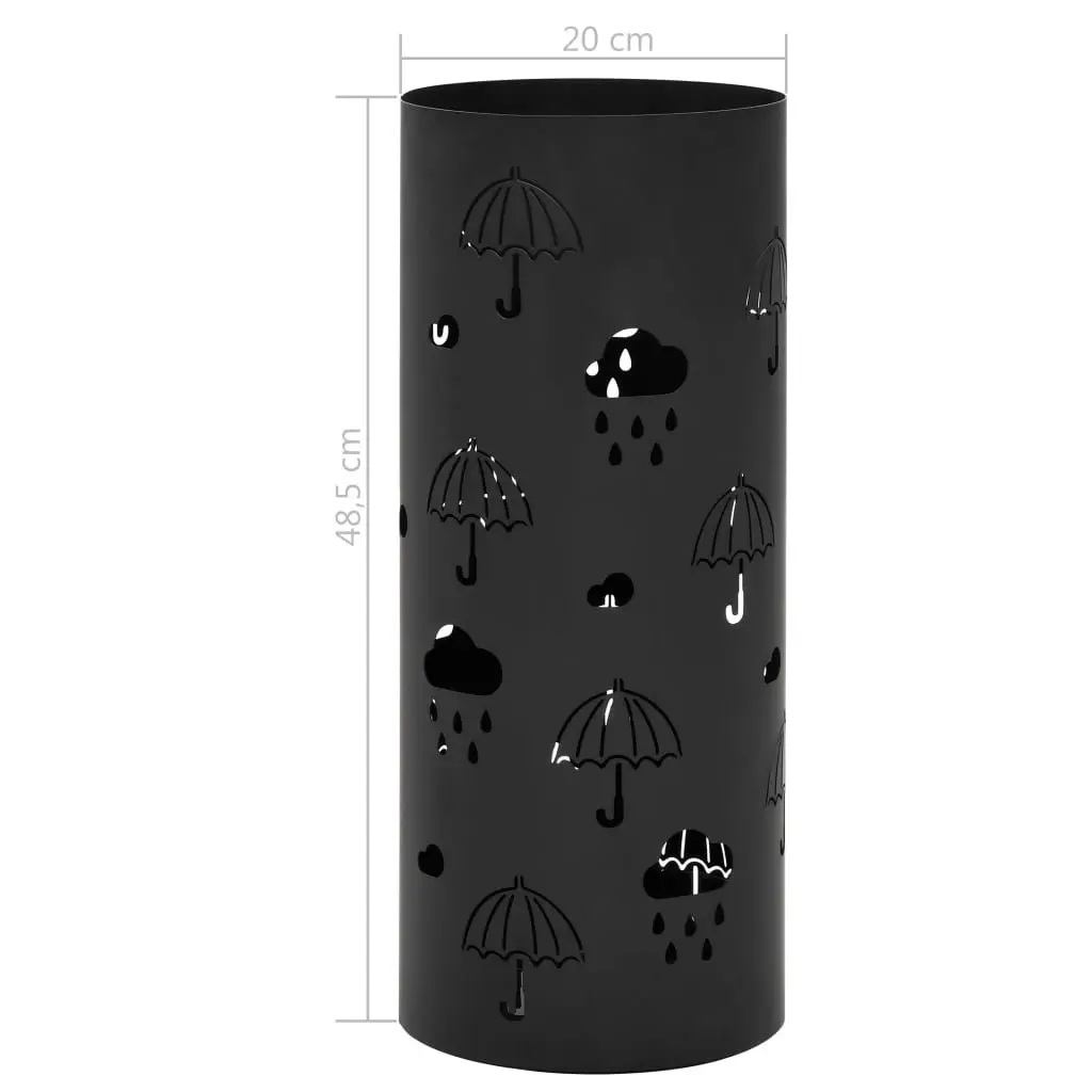 Umbrella Stand Holder Rack for Home Use Black Steel Size with Drip Tray