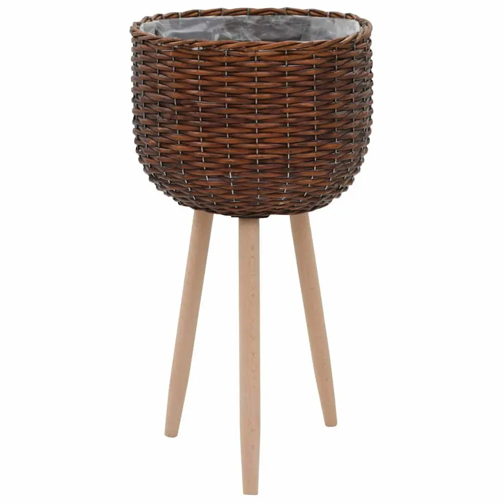 Wicker Planter Set 3 pcs Brown Rattan Garden Potting Pots Rustic Home Decor