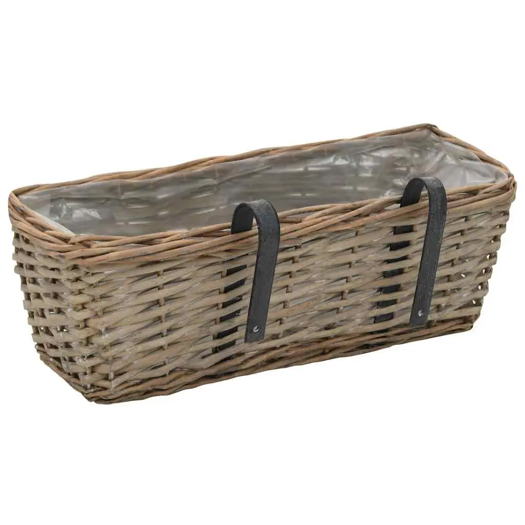 Wicker Balcony Planter Set 2 Pieces 40cm Rattan Garden Hanging Pot with PE Lining