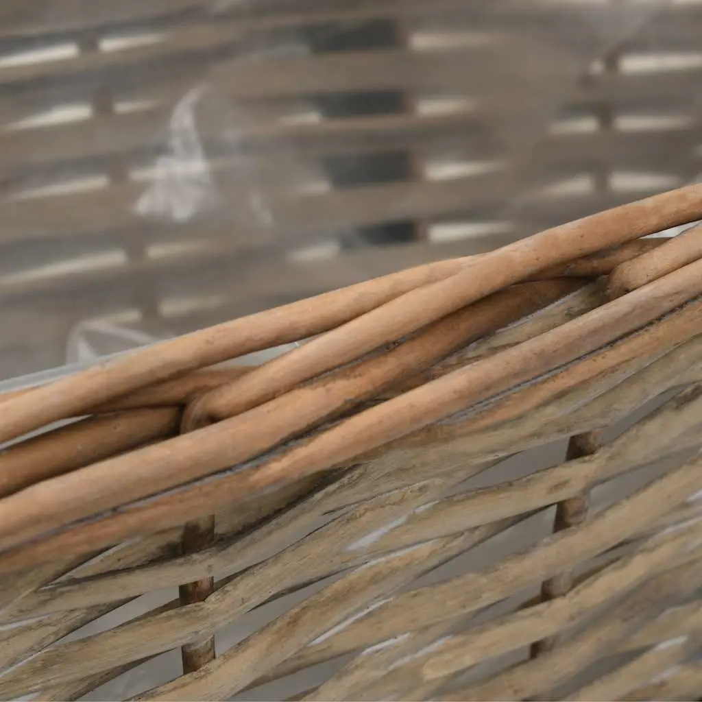 Wicker Balcony Planter Set 2 Pieces 40cm Rattan Garden Hanging Pot with PE Lining