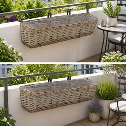 Brown Wicker Planter Set: 2 pcs, 60 cm with PE Lining