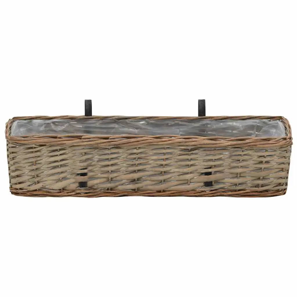 Balcony Planter 2 pcs Wicker PE Lining 60 cm Brown Hanging Garden Rattan Pot